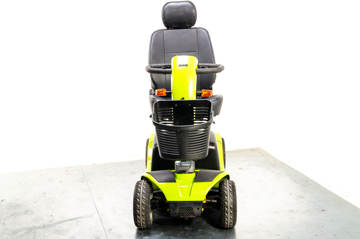 Pride Colt Deluxe Used Electric Mobility Scooter 6mph Transportable Road Pavement Seat Post Suspension Solid Tyres Lime Green 13443