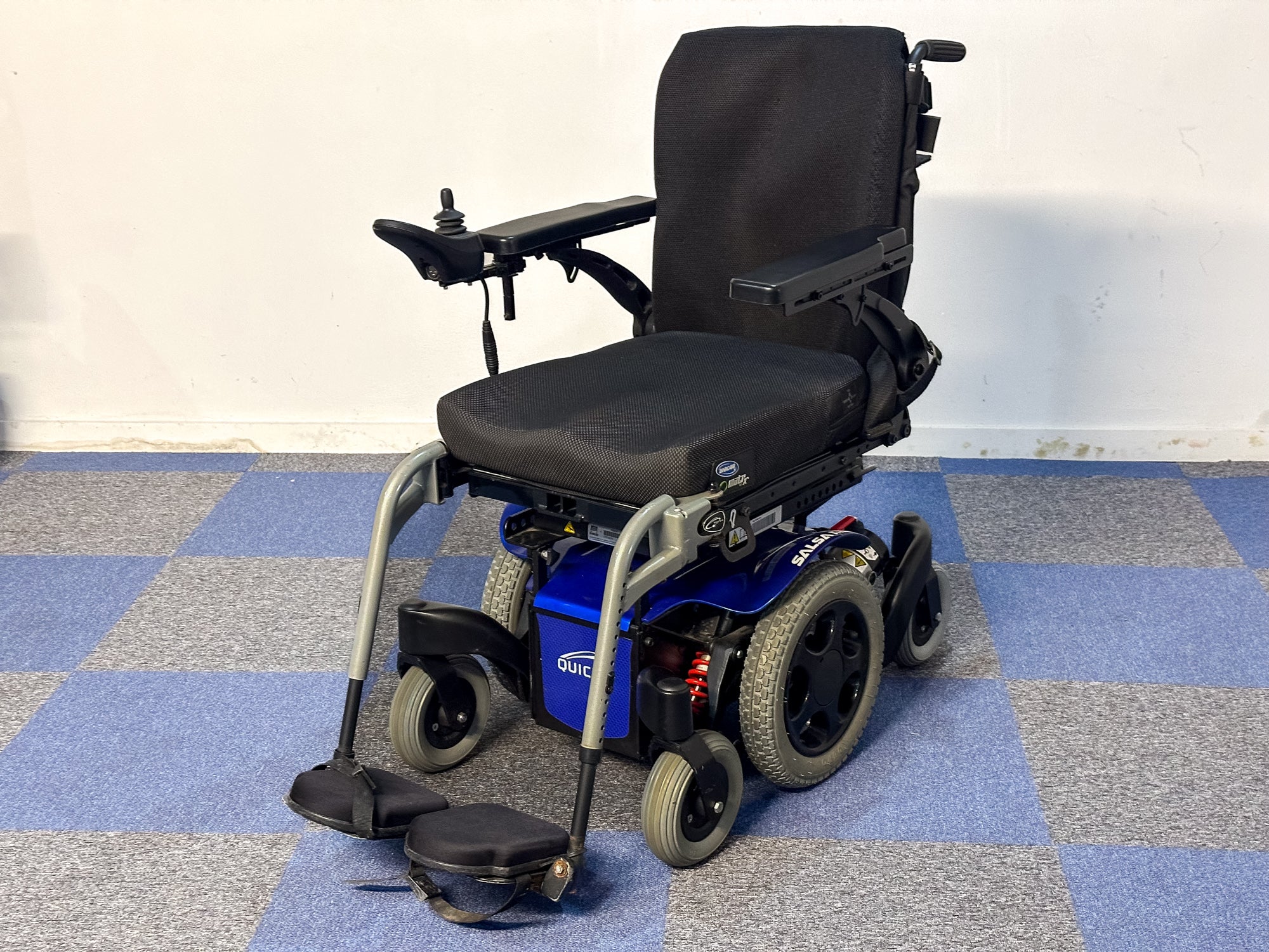 Quickie Salsa M2 6mph Used Electric Wheelchair Powerchair Power Tilt Sunrise Medical Outdoor MWD Blue