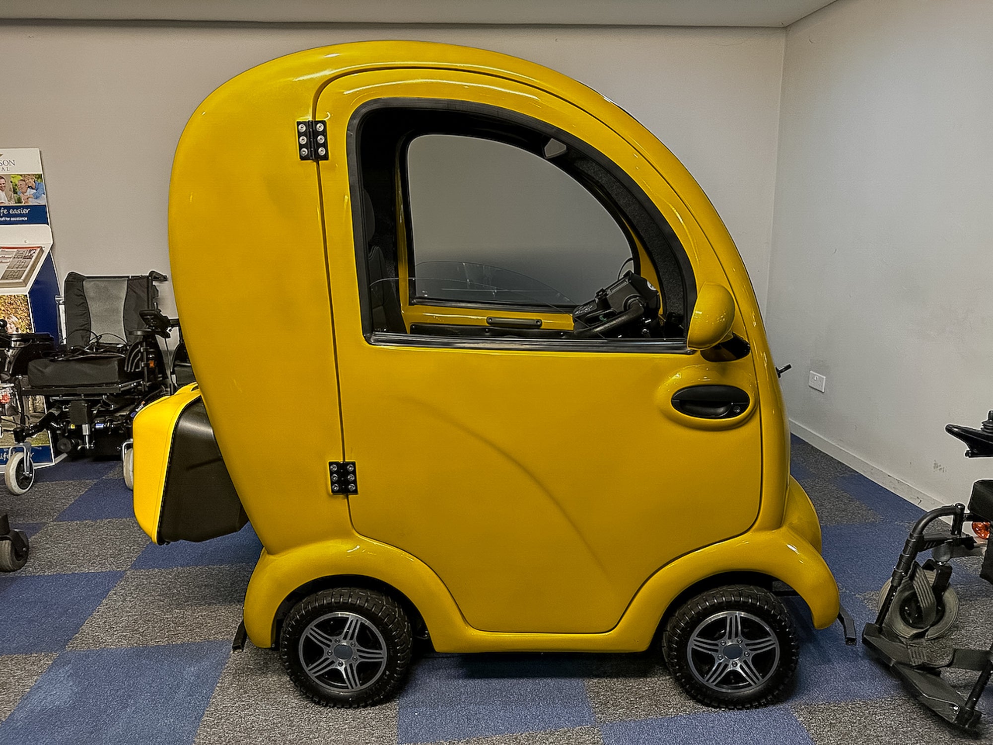 Scooterpac CabinCar MK2 8mph Covered Cabin Car Mobility Scooter Used Road Legal Yellow