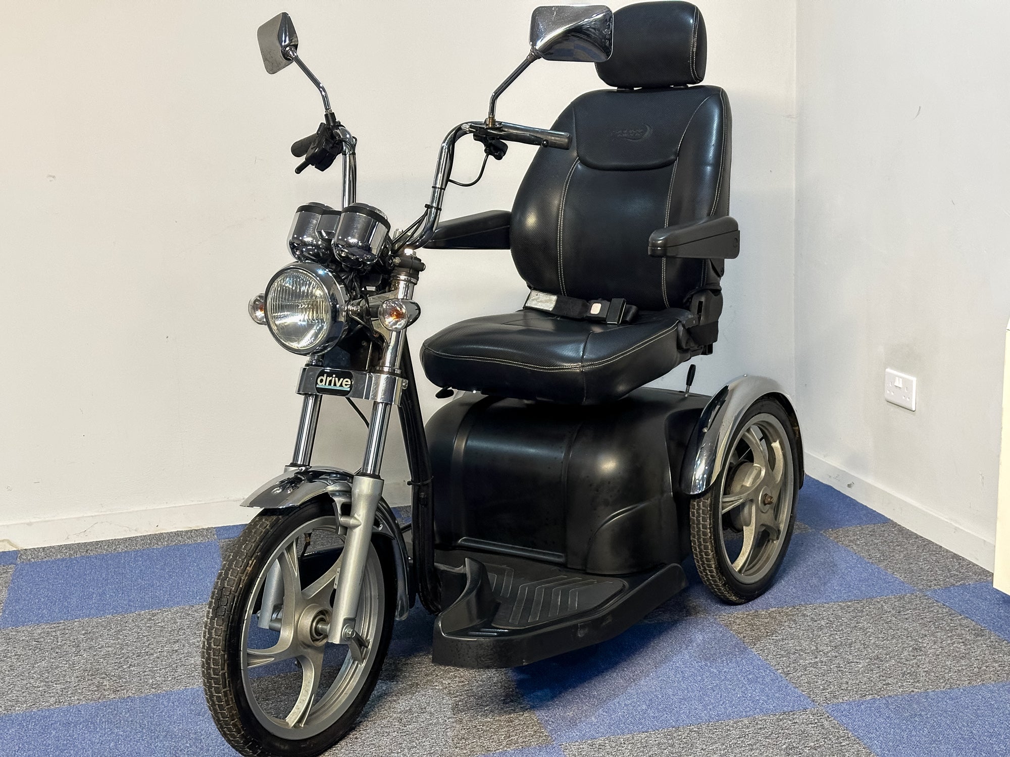 Drive Sport Rider Chrome & Black Mobility Scooter Large 3 Wheel Trike Road Legal