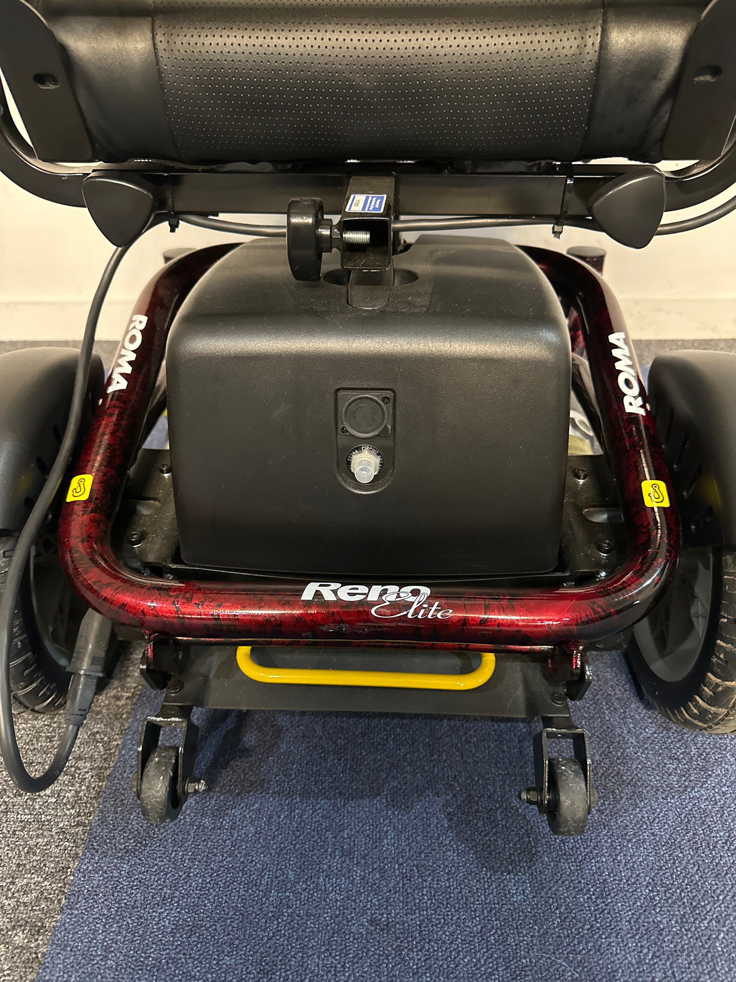 Roma Reno Elite Electric Wheelchair Powerchair Flame Red with Captains Seat indoor Outdoor Transportable