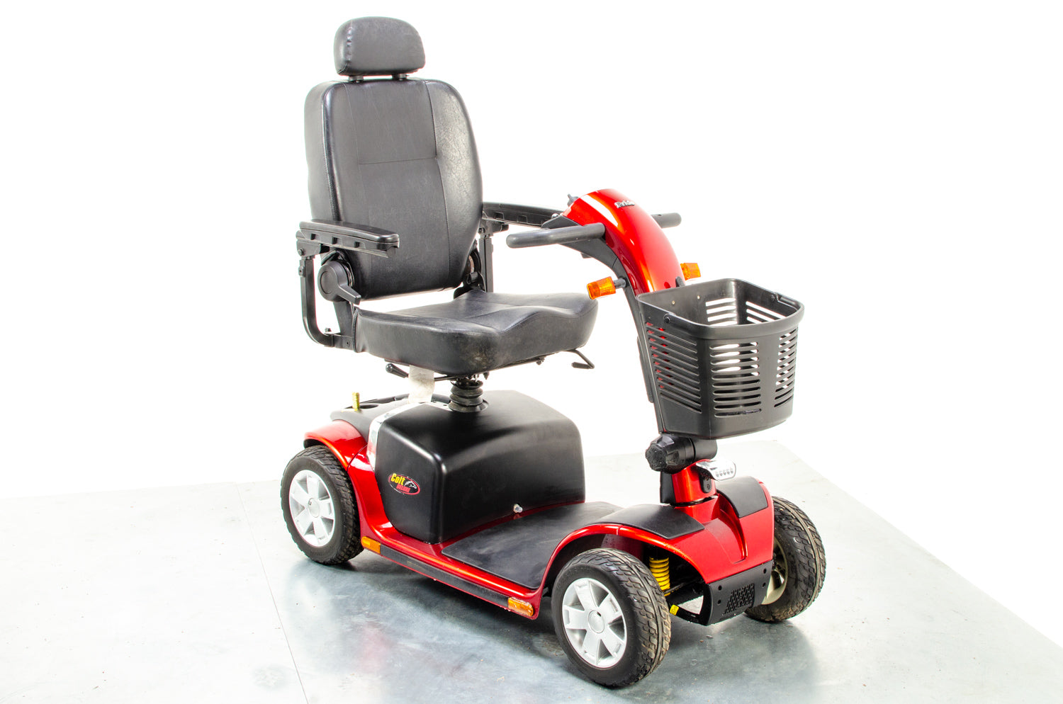 Pride Colt Deluxe Used Electric Mobility Scooter 6mph Transportable Suspension Road Pavement Solid Tyres Red