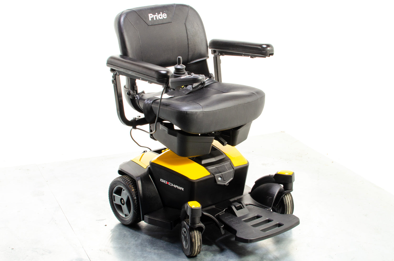 Pride Go Chair Small Compact Indoor Powerchair Electric Wheelchair Travel Transportable Yellow