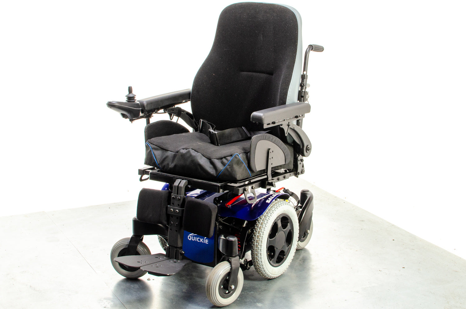 Quickie Salsa M2 6mph Used Electric Wheelchair Powerchair Sunrise Medical Outdoor MWD Blue