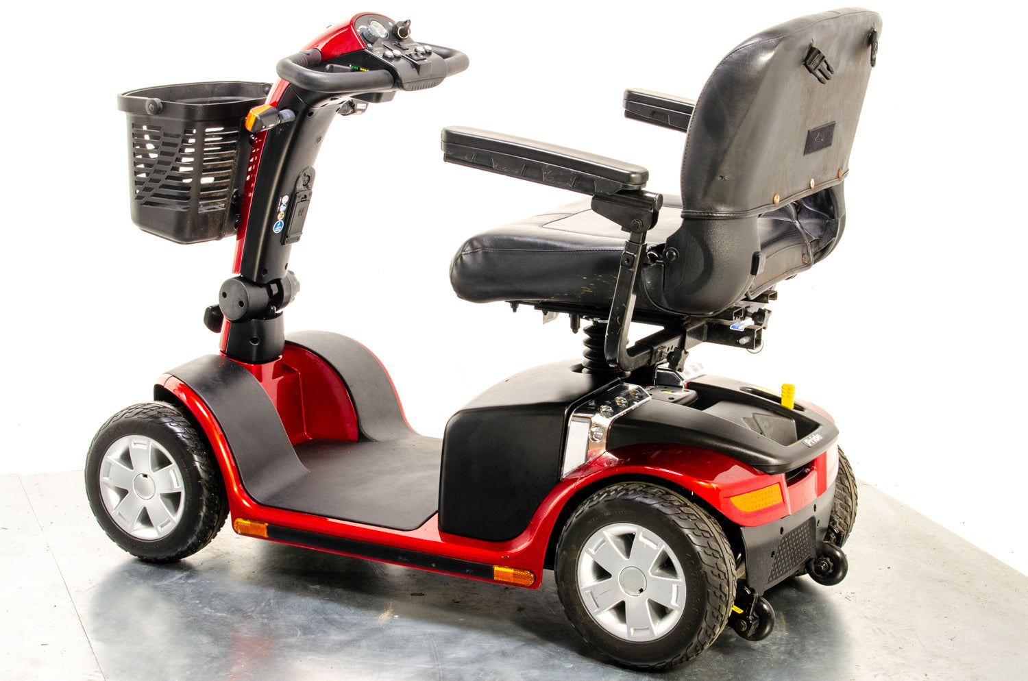 Pride Colt Deluxe Used Electric Mobility Scooter 6mph Transportable Road Pavement Red Seat Post Suspension Solid Tyres Red 13319