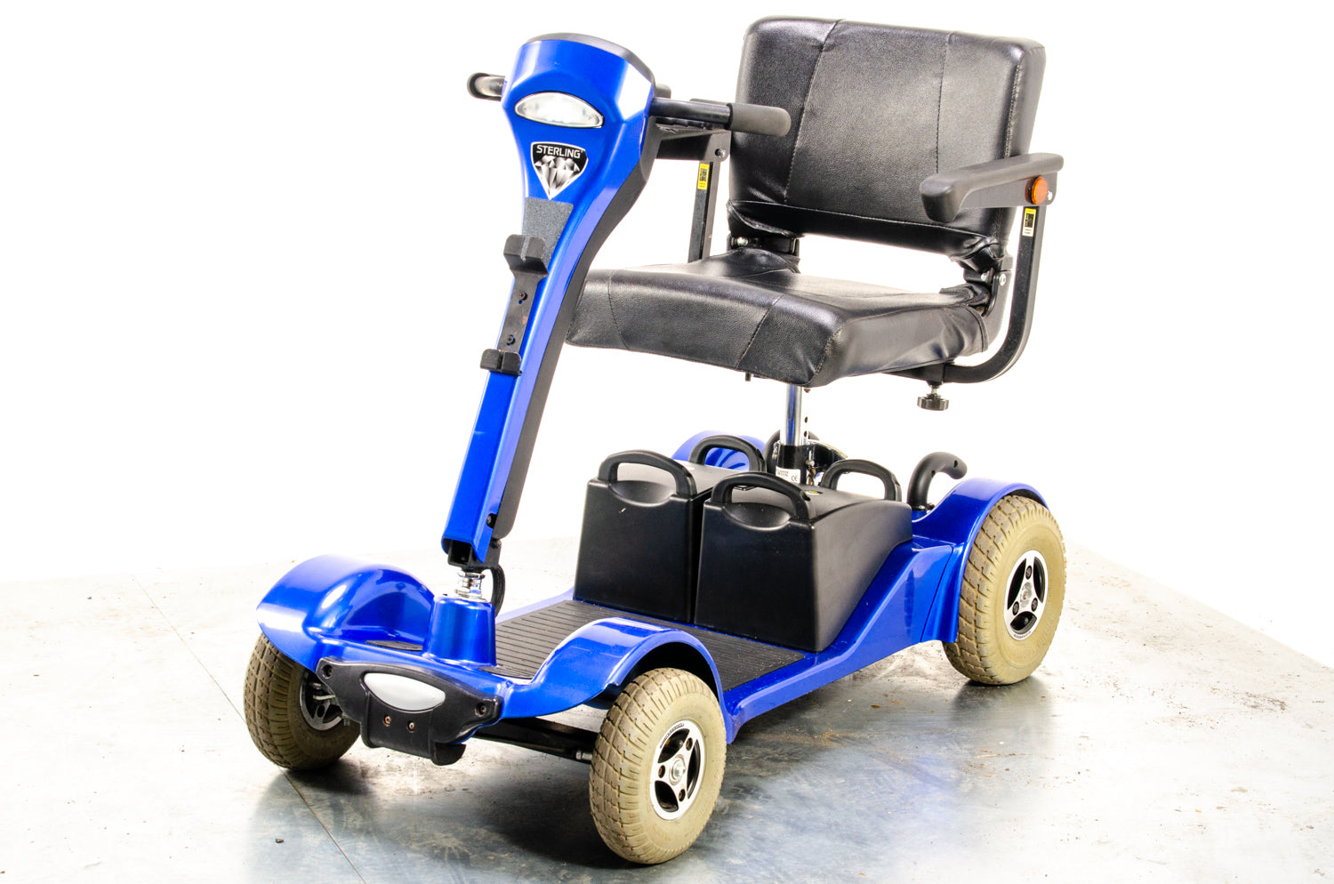 Sterling Sapphire 2 Used Mobility Scooter Midsize Transportable Pneumatic Tyres Folding Boot Blue 11463