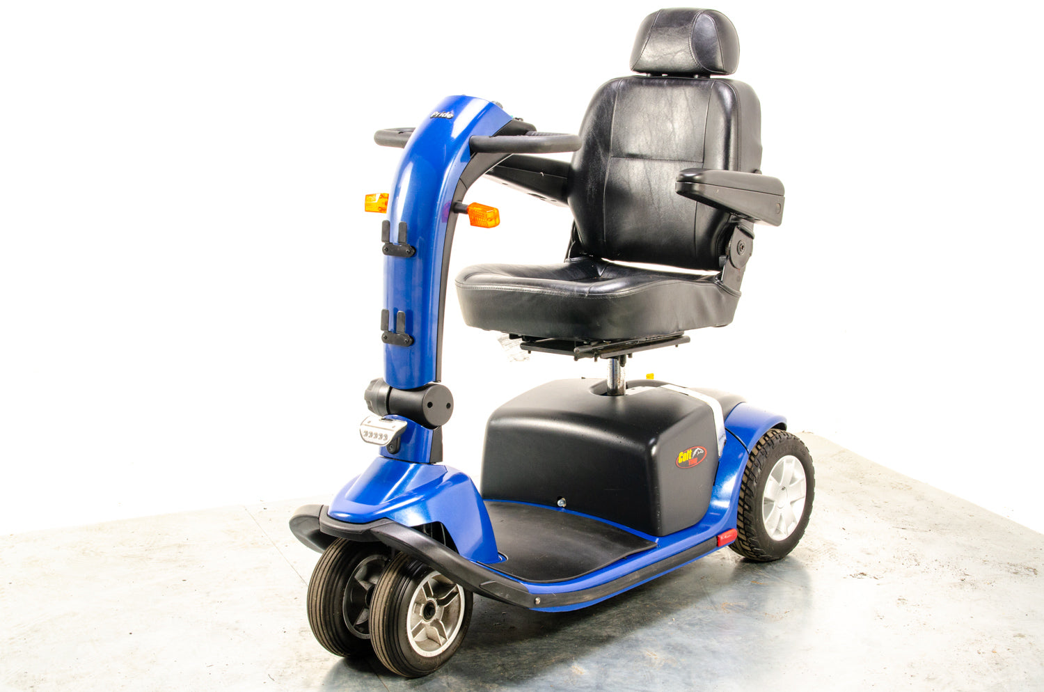 Pride Colt Twin Used Electric Mobility Scoter Transportable Trike Pavement Folding Blue 13272