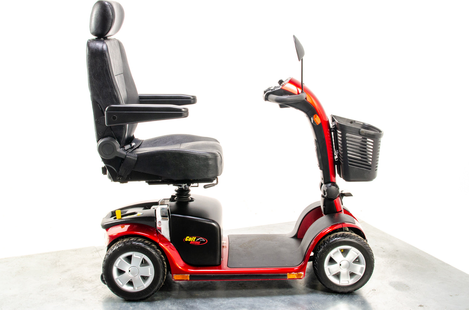 Pride Colt Deluxe Used Electric Mobility Scooter 6mph Transportable Road Pavement Seat Post Suspension Solid Tyres Red 13274