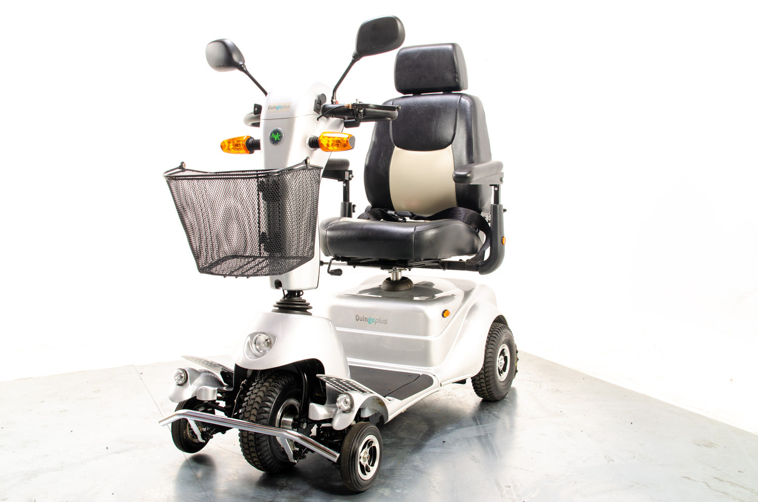 AVC Quingo Plus 8mph Used Mobility Scooter 5 Wheels Road Pavement Turning Circle Silver