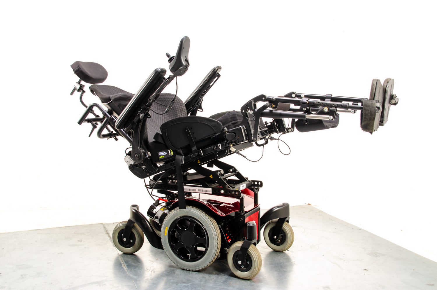 Quickie Salsa M2 Mini Used Electric Wheelchair Powerchair Recline Tilt Leg Raisers Powered Sunrise Medical Red