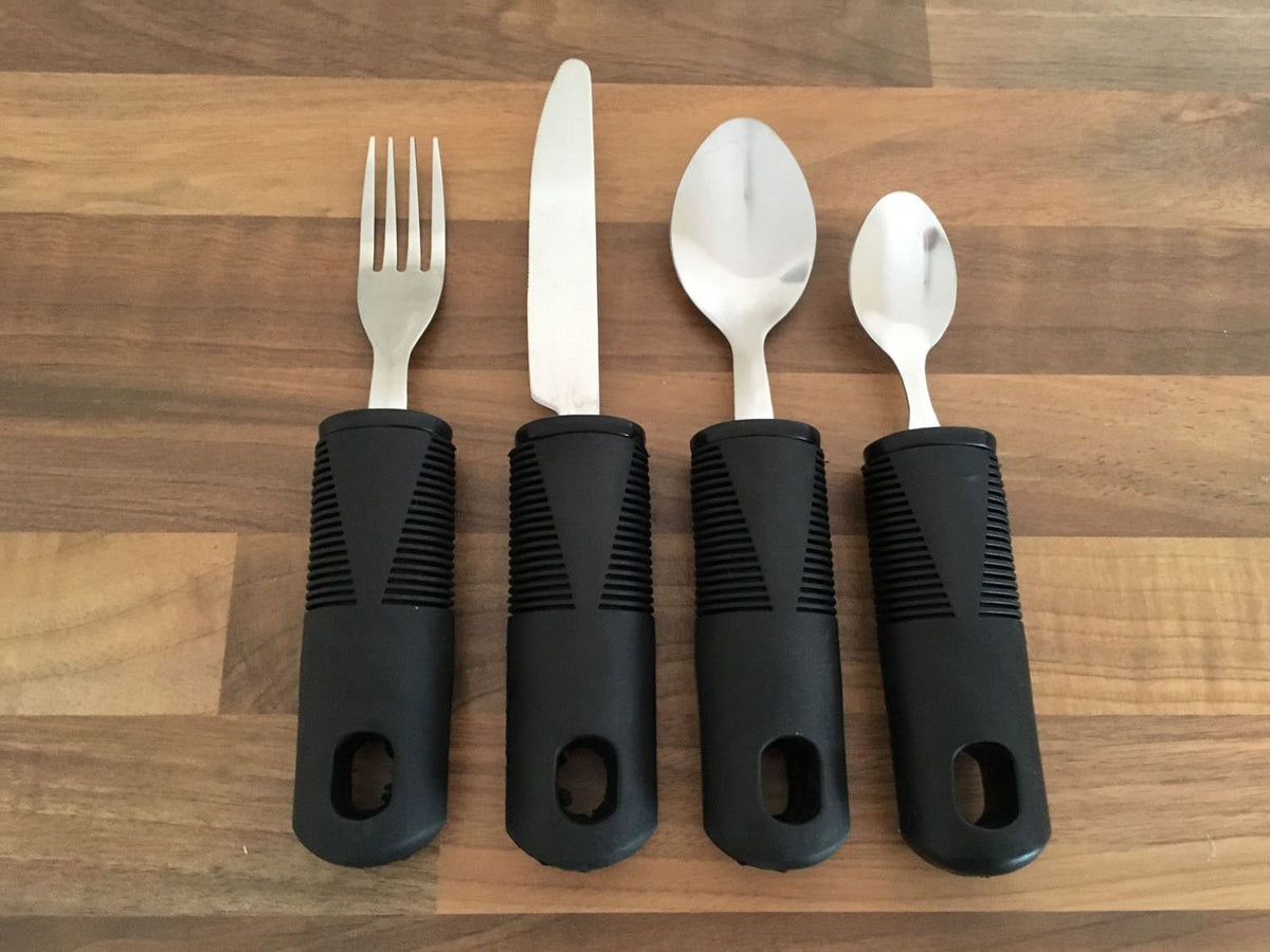 Disabled Cutlery Set Easy Grip Large Rubber Handle Handled Knife Fork Spoon
