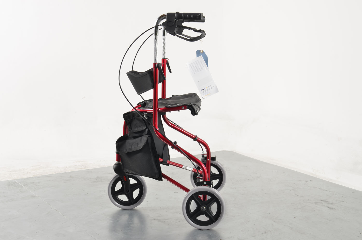 Lightweight Folding 3-Wheel Tri-Walker With Seat. Adjustable Handles. Brakes. Carry bag